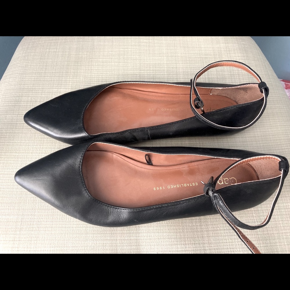 Gap Leather Ankle Strap Pointed Toe Flats